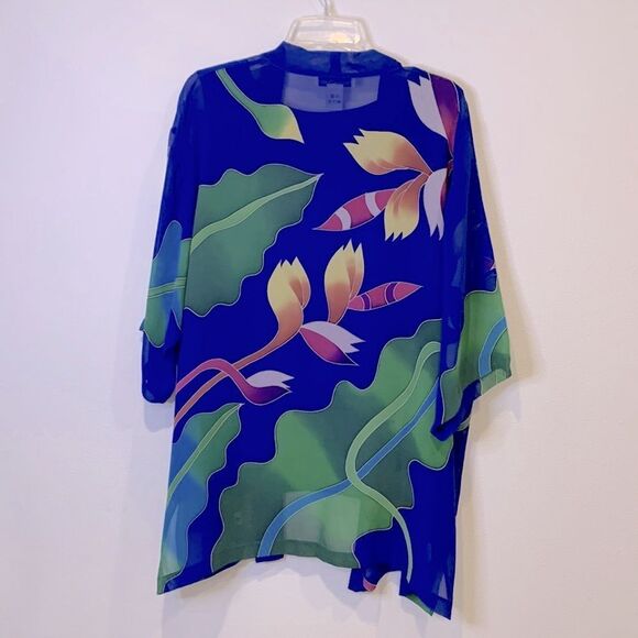 DRAPER’S & Damon’s 2 piece silk shell sleeveless silk kimono style jacket XL/OS - Picture 2 of 15